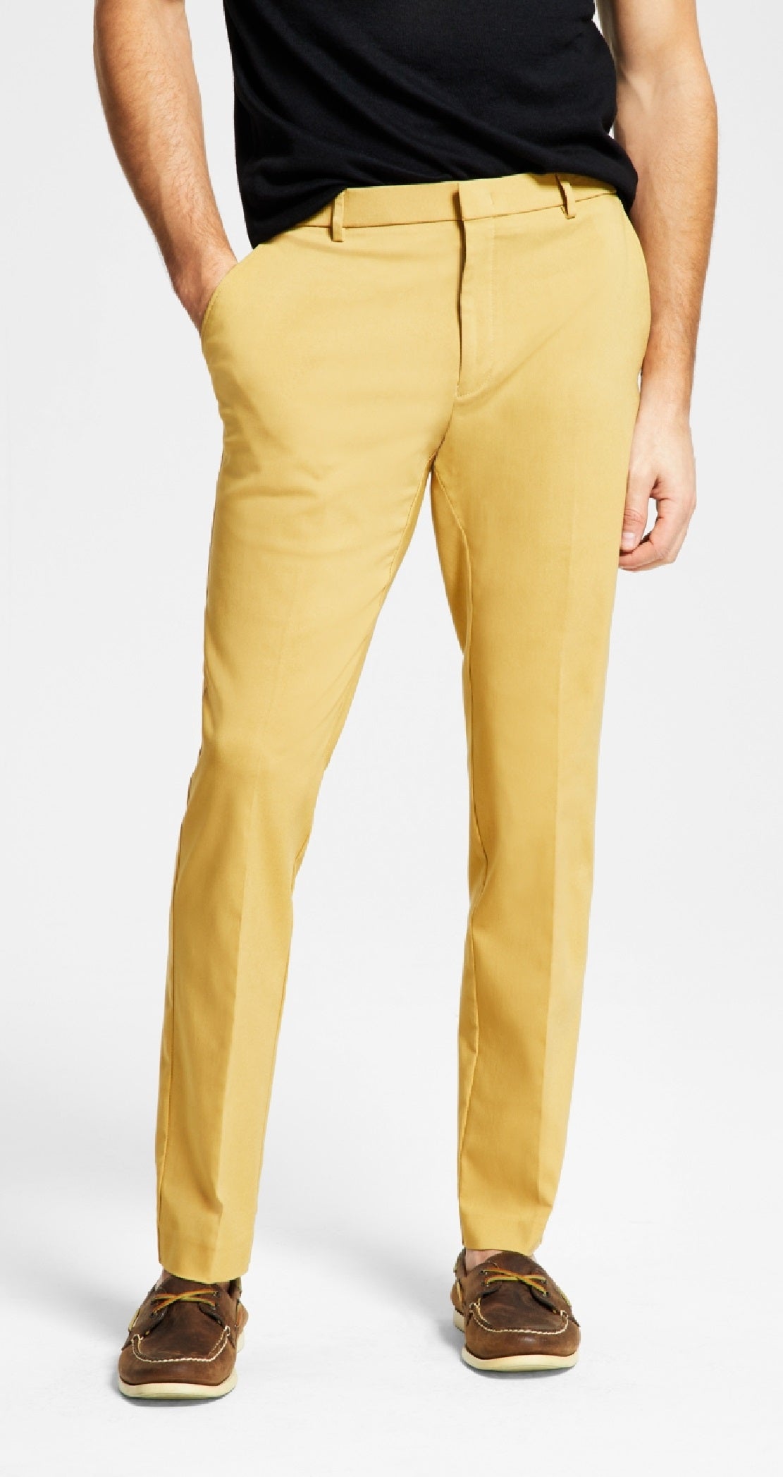 Tommy Hilfiger Men's Modern Fit Th Flex Stretch Comfort Solid Performance Pants Yellow Size 38X32