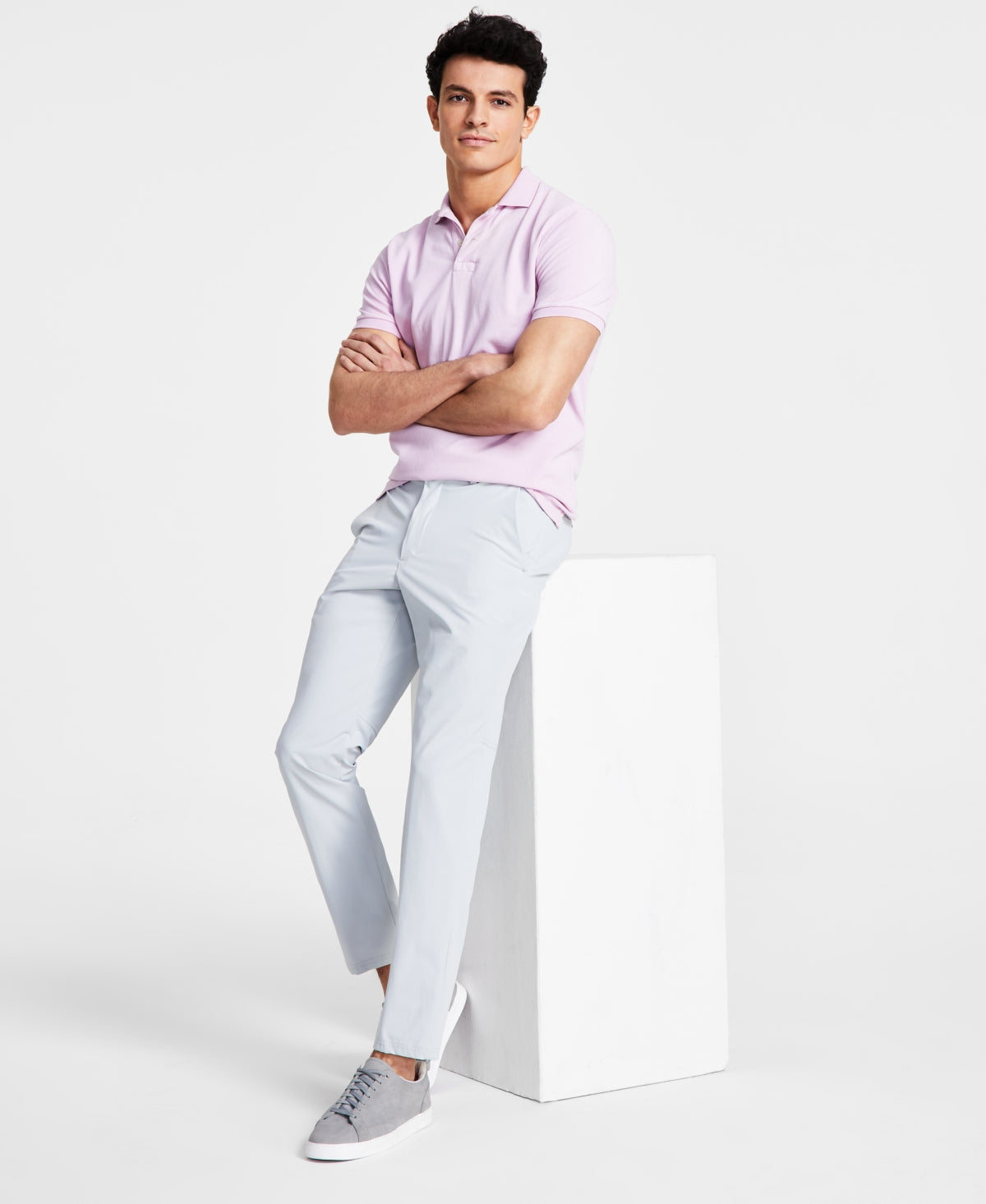 Calvin Klein Men's Slim Fit Tech Solid Performance Dress Pants Light Gray Size 33X30