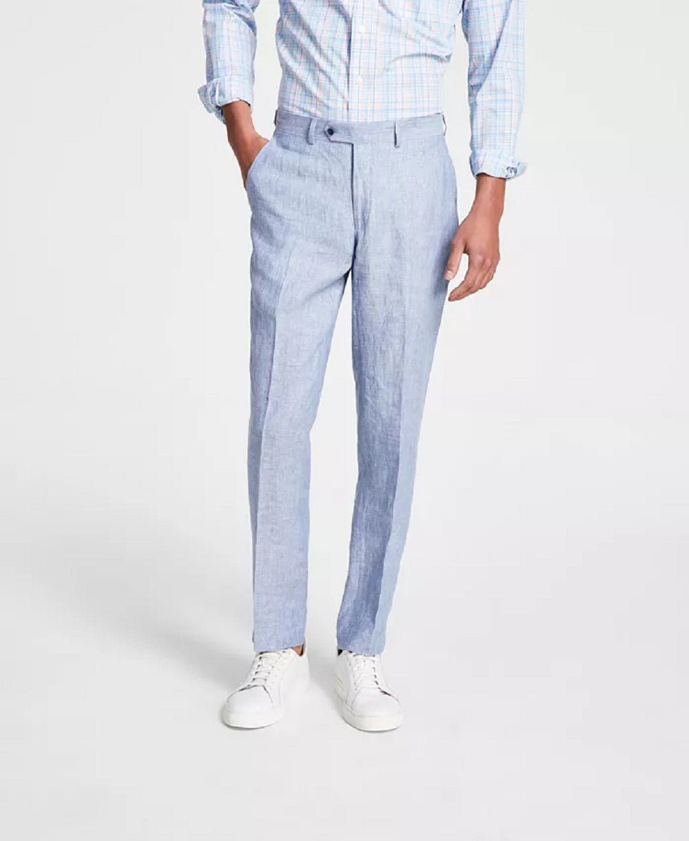 Bar III Men's Slim Fit Linen Suit Pants Blue Size 33X30