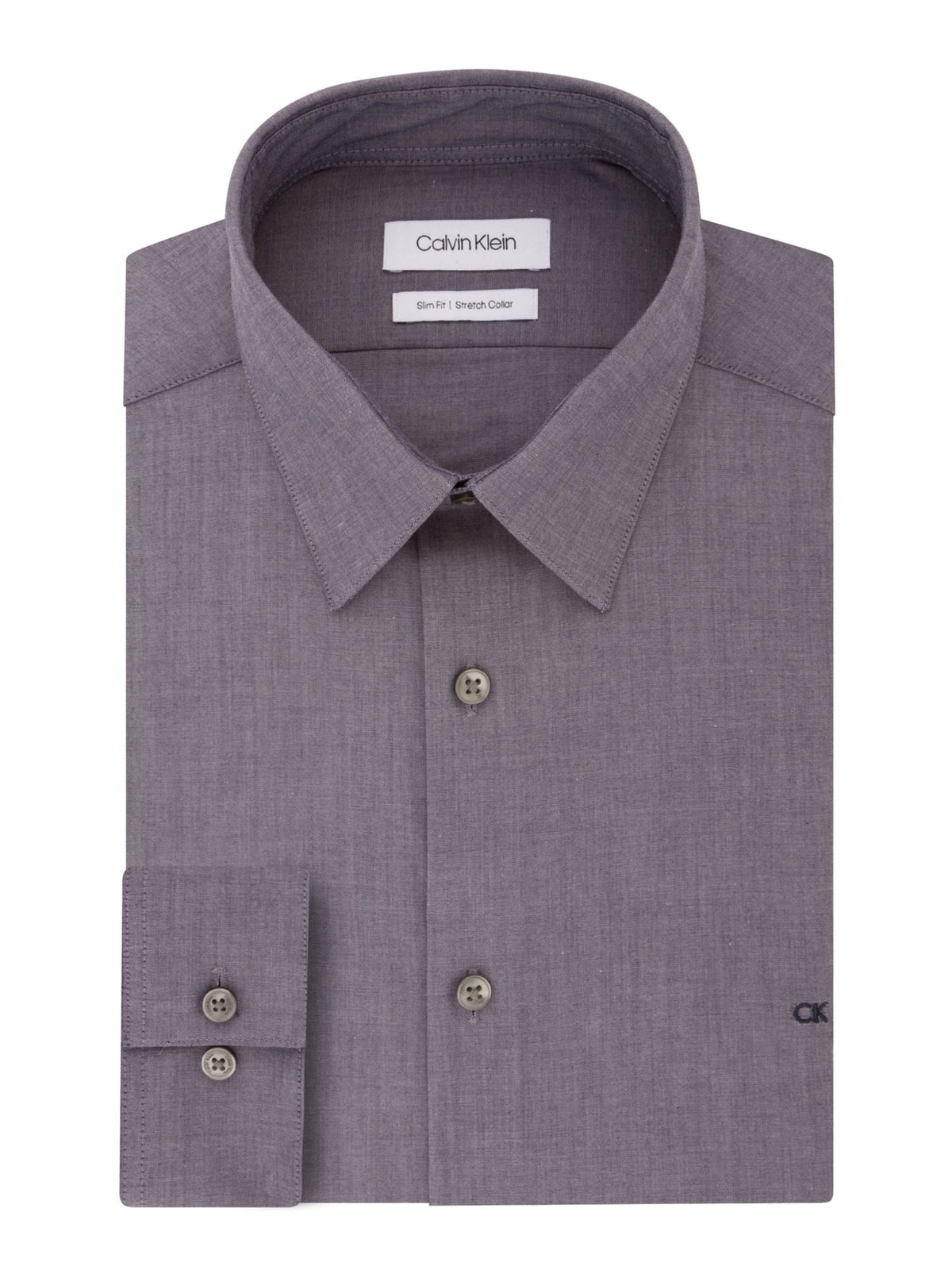 Calvin Klein Men's Slim Fit Stretch Dress Shirt Gray Size 16.5X34X35