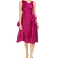 Adrianna Papell Women's Solid Sleeveless V Neck Knee Length Fit Flare Formal Dress Pink Size 6