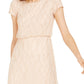 Adrianna Papell Women's Short Sleeve Embellished Overlay Gown Brown Size 16