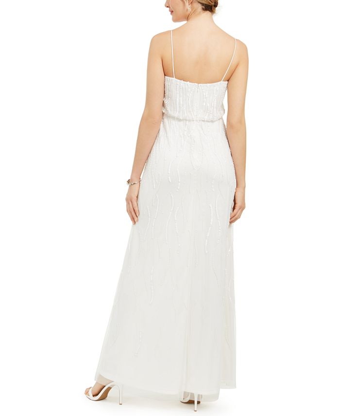 Adrianna Women's Papell Embellished Blouson Gown White Size 8