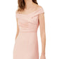Adrianna Papell Women's Off The Shoulder Crepe Gown Pink Size 2