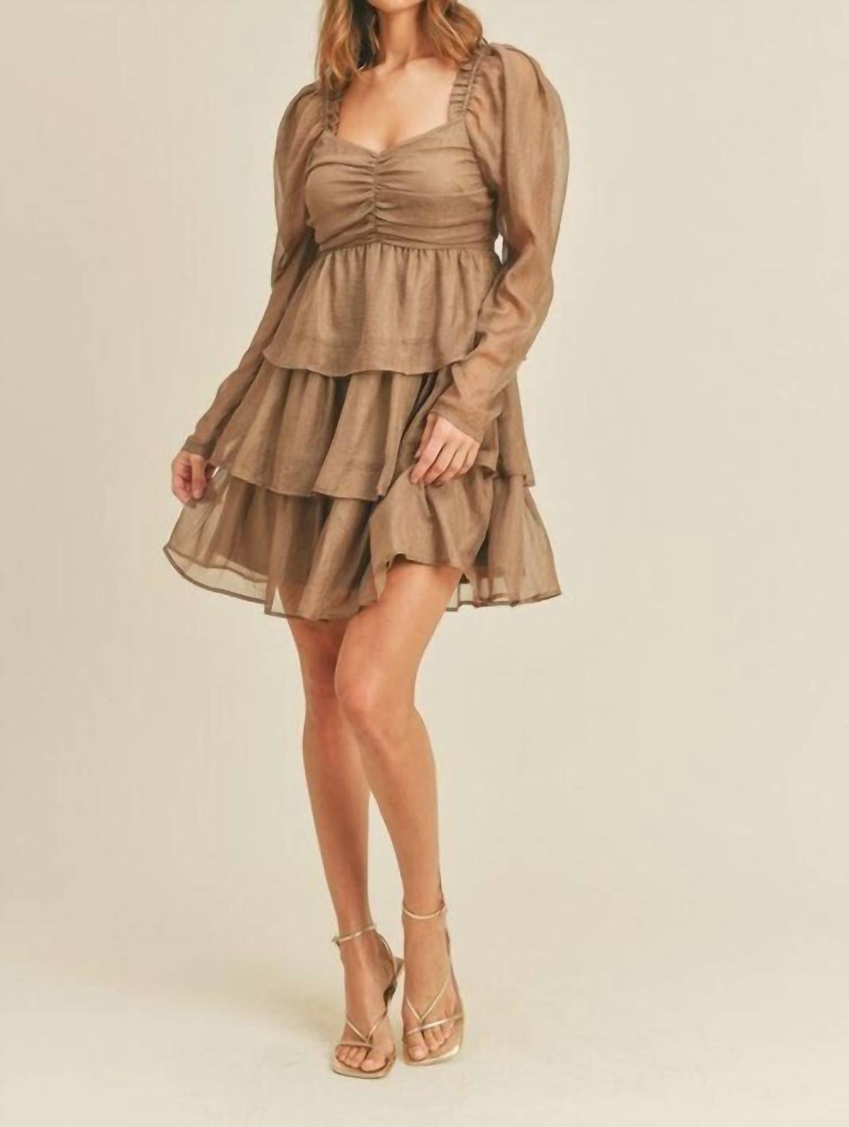 &Merci - Madeline Shirred Ruffle Tier Layer Mini Dress
