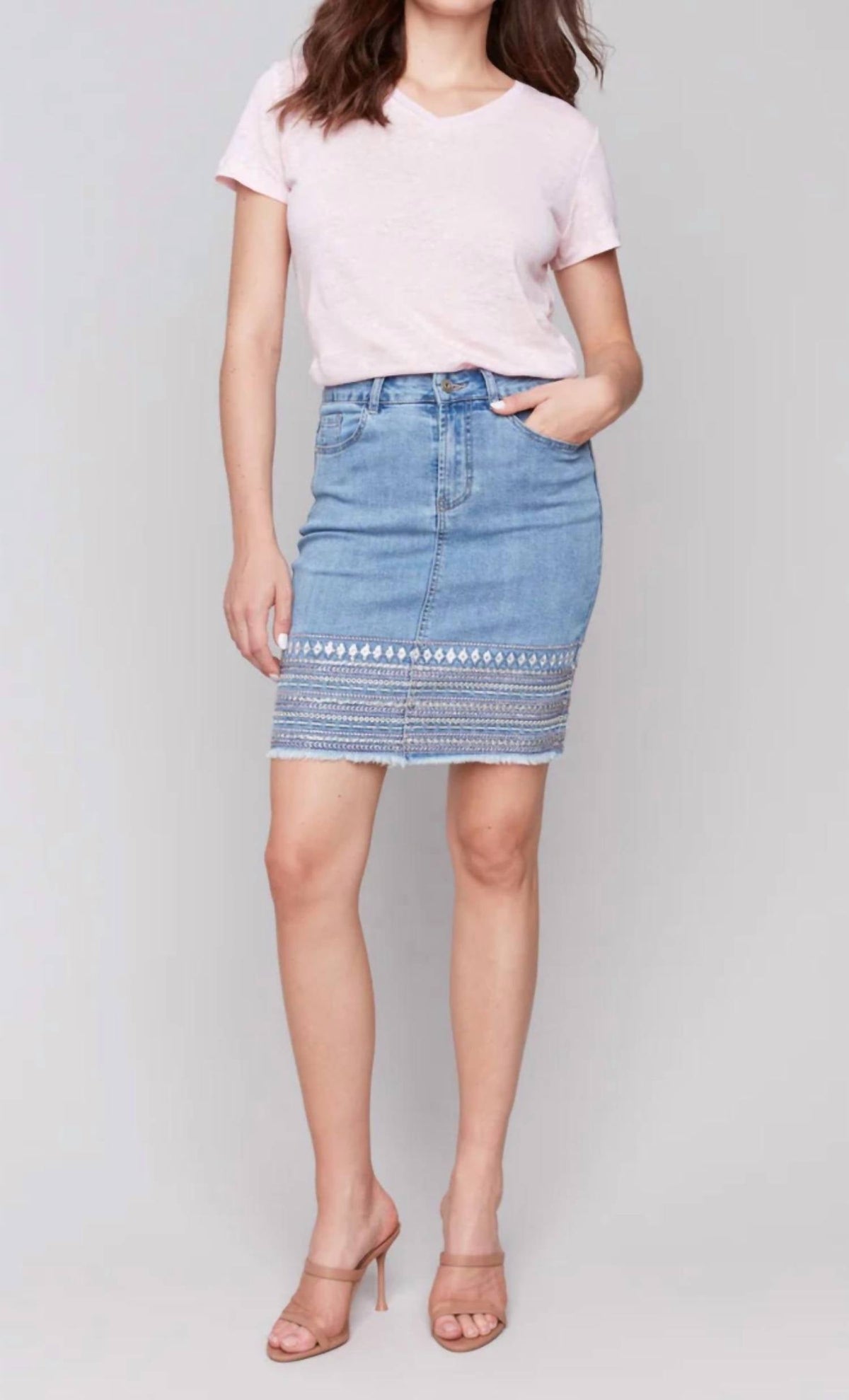 Charlie B - Women's Embroidery Cuff Skirt