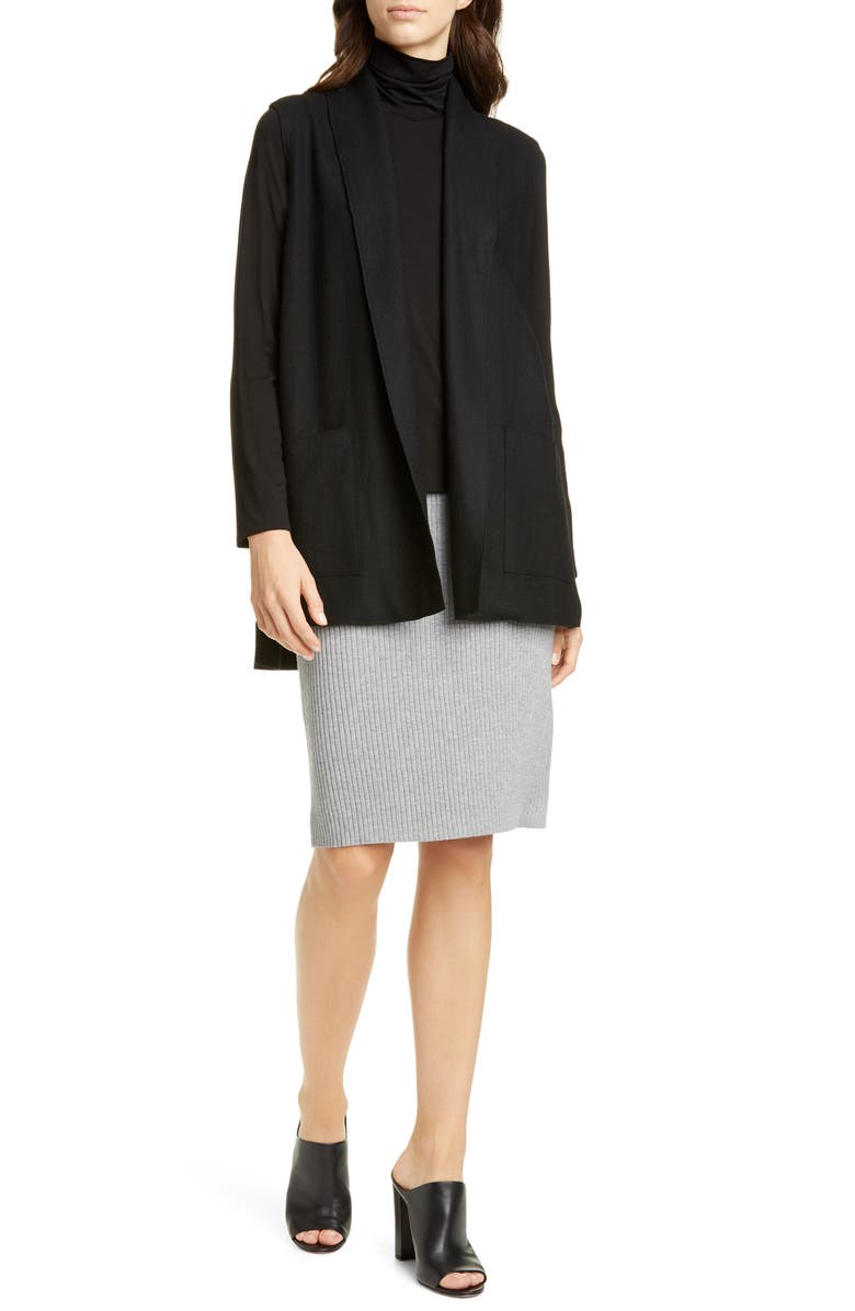 Eileen Fisher Women's Shawl Collar Wool Vest Black Size Large