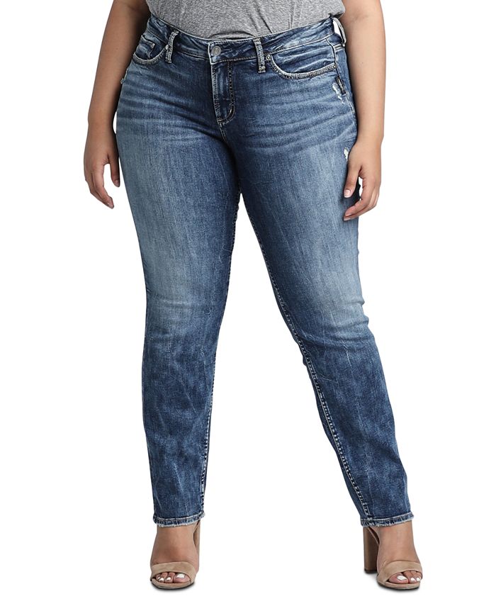 Silver Jeans Co. Women's Trendy Plus Suki Curvy Fit Slim Jeans Blue Size 22
