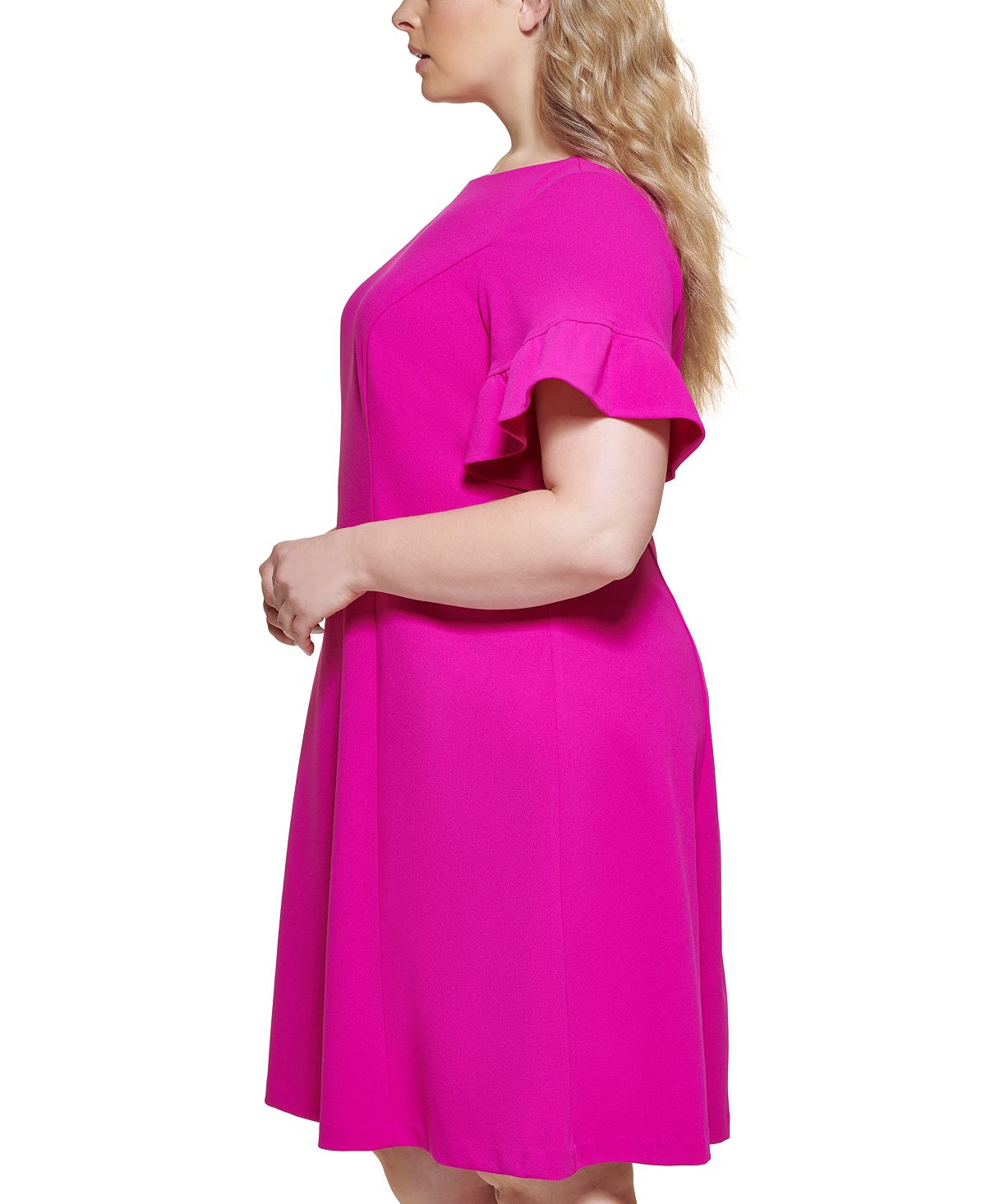 Jessica Howard Women's Flutter Sleeve Fit & Flare Dress Pink Size 22W
