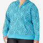 Fila Women's Printed Zip Front Hooded Jacket Blue Size 3X
