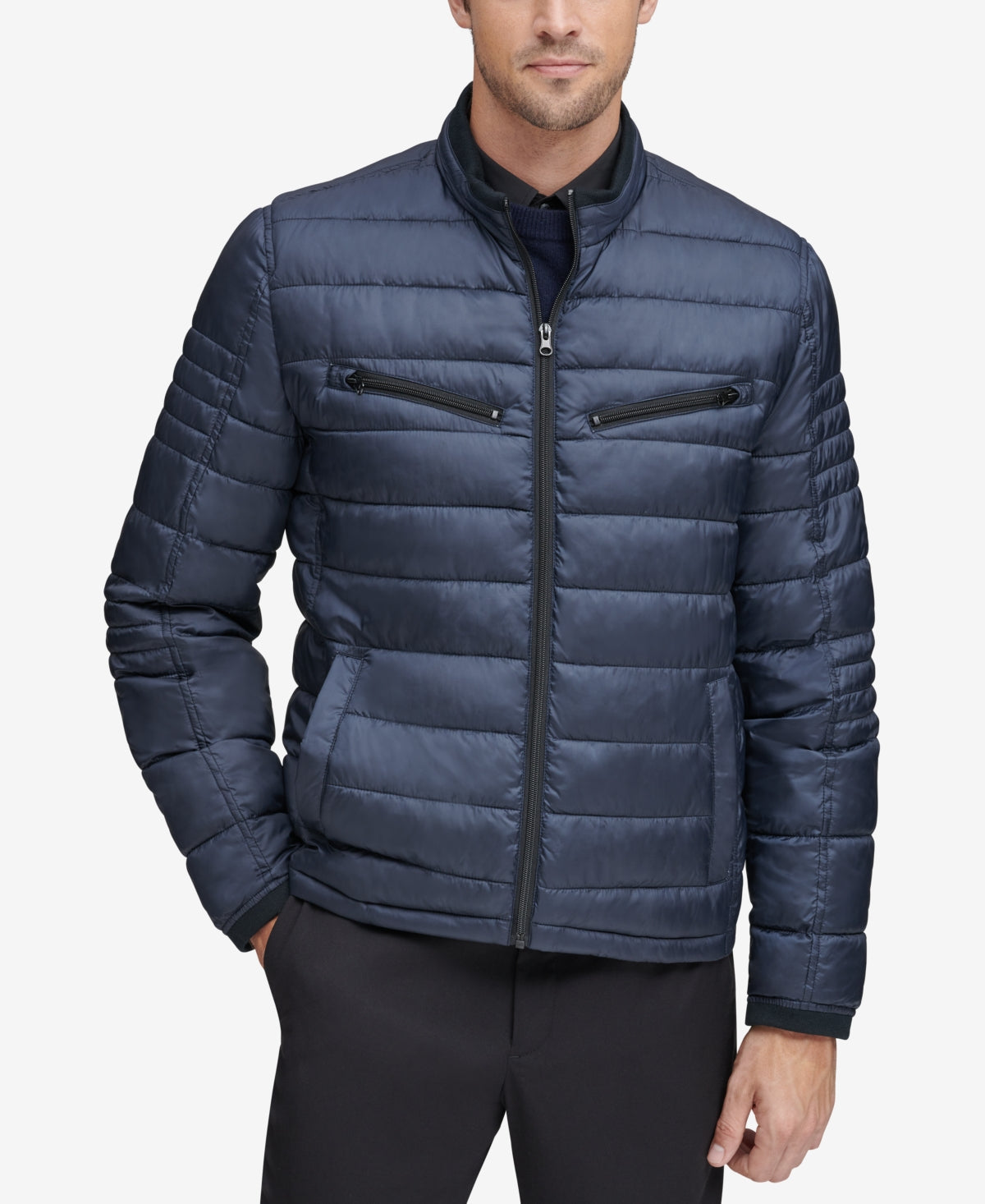 Marc New York Men's Grymes Packable Racer Jacket Blue Size Small