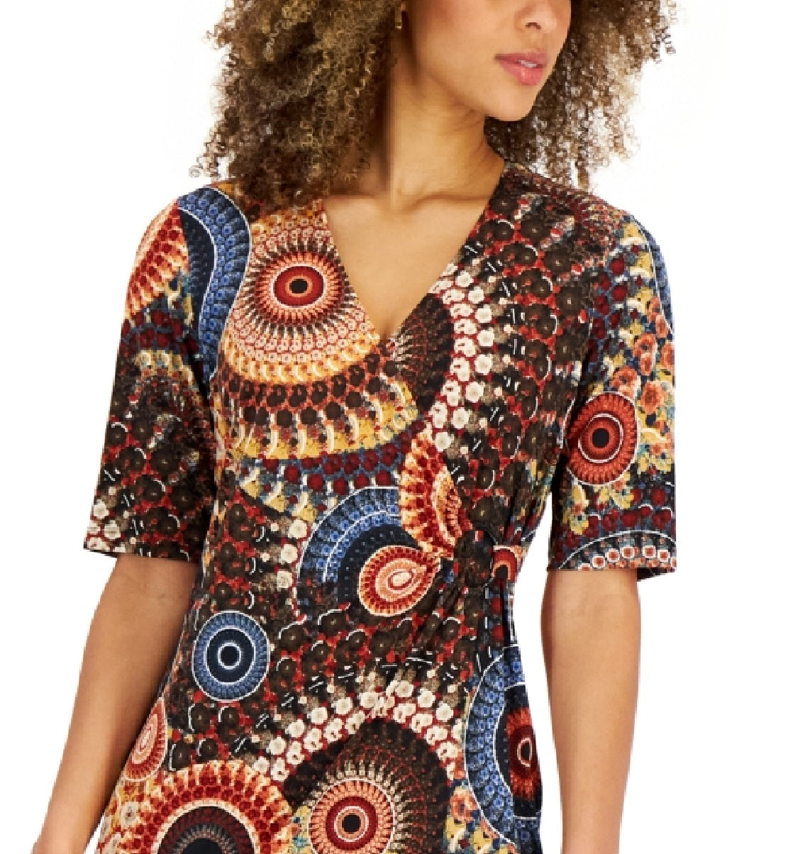 Connected Women's Printed Side Ring Dress Brown Size 14Petite