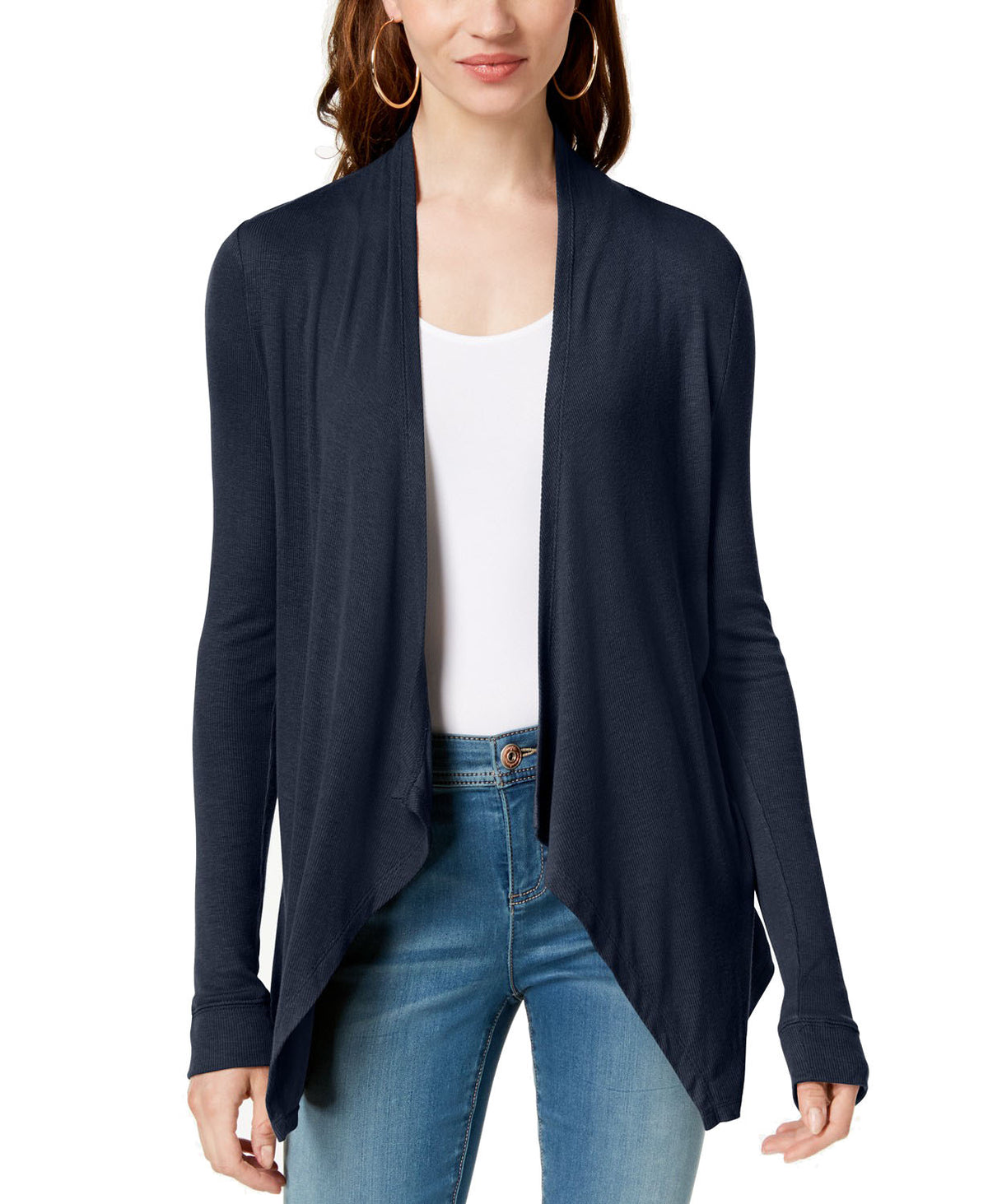 INC International Concepts Women's Solid Cardigan Sweater Blue Size Small