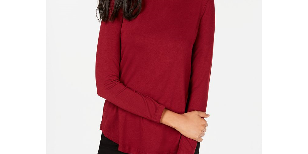 JM Collection Women's Turtleneck Top Red Size Petite Small