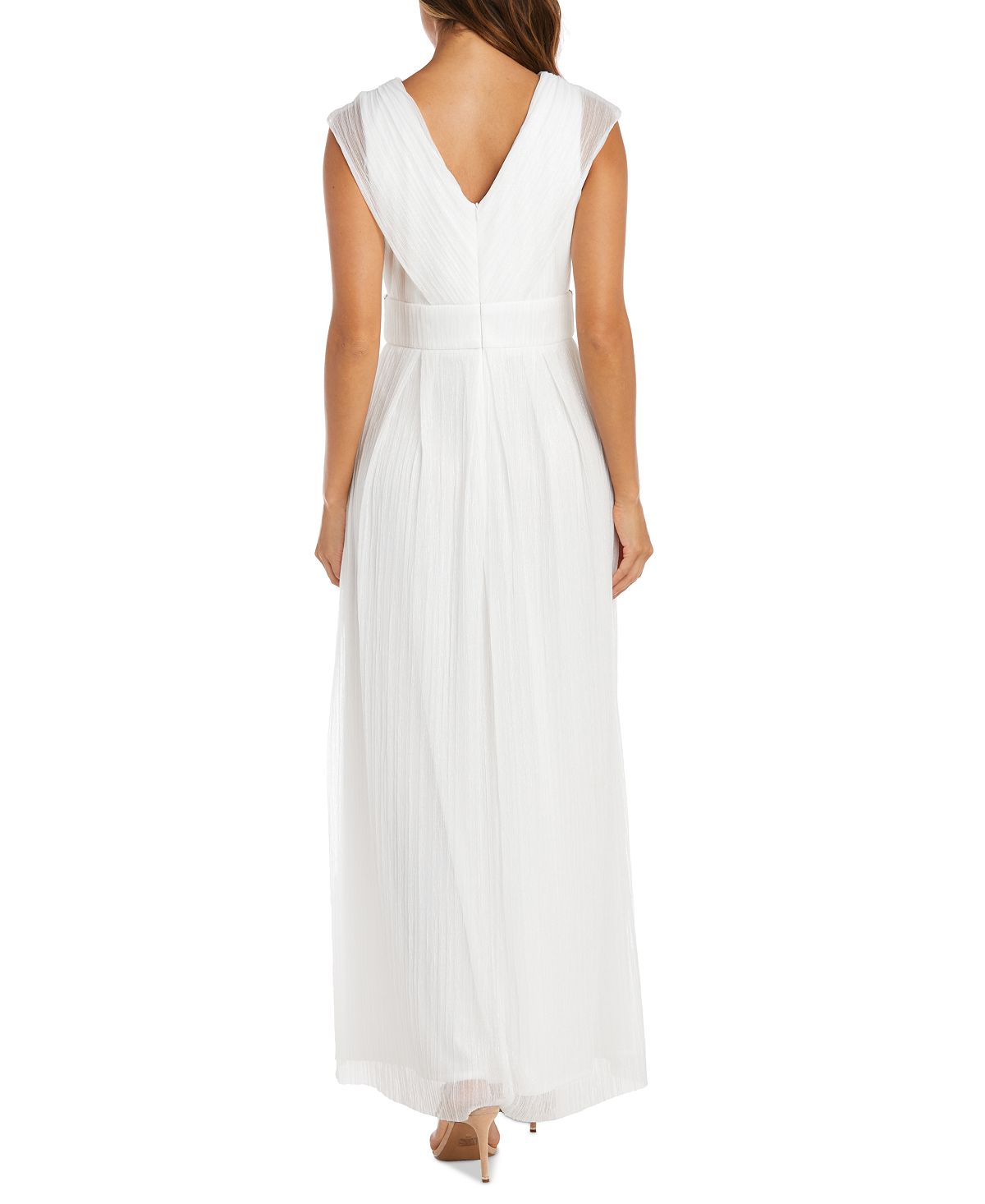 R & M Richards Women's Surplice Metallic Gown White Size 16W