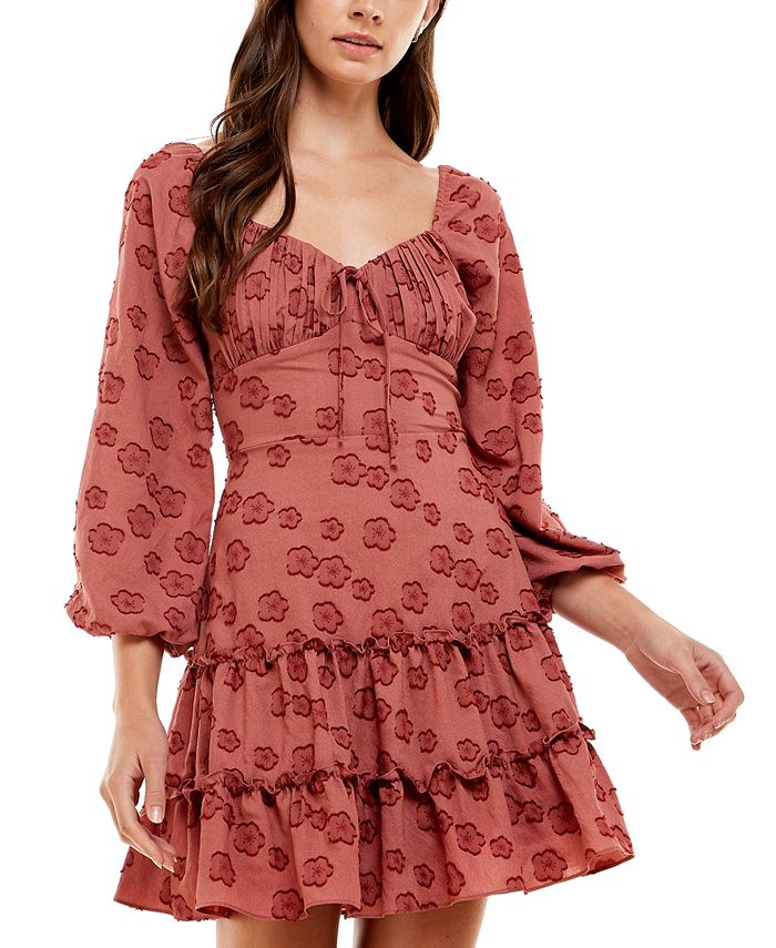 City Studios Junior's Gathered Bust Tiered Dress Red Size 11