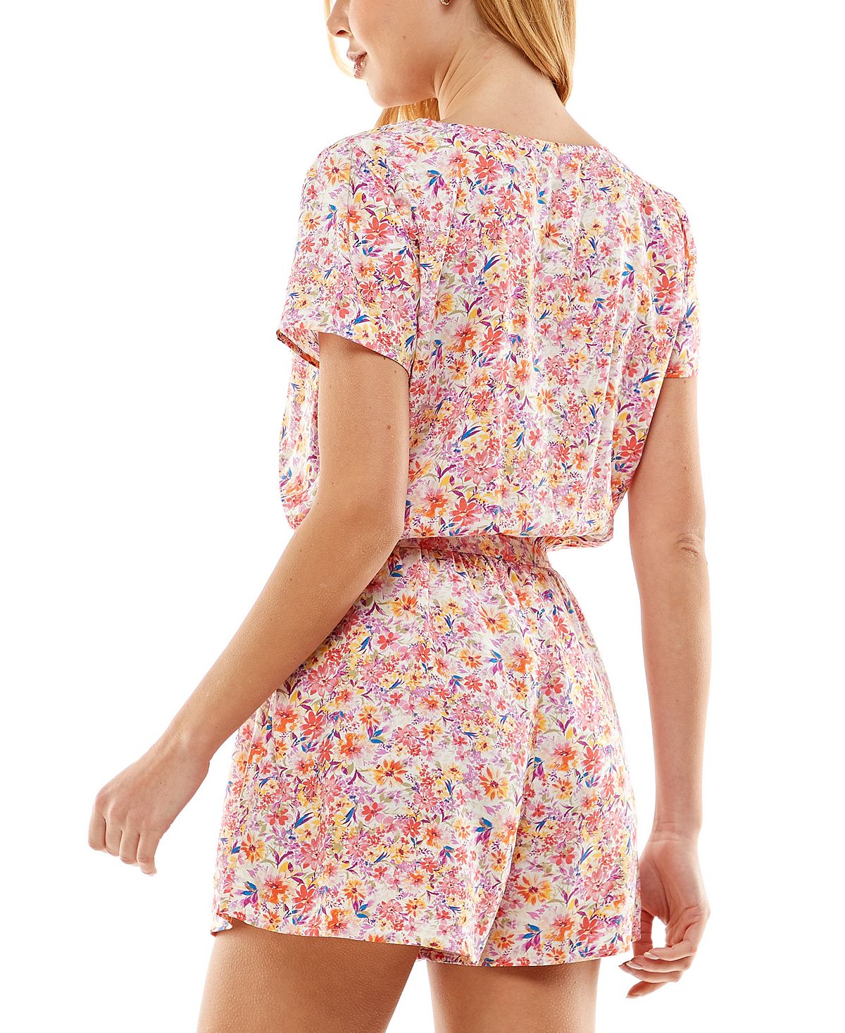 Bebop Junior's Printed Surplice Romper Pink Size Medium