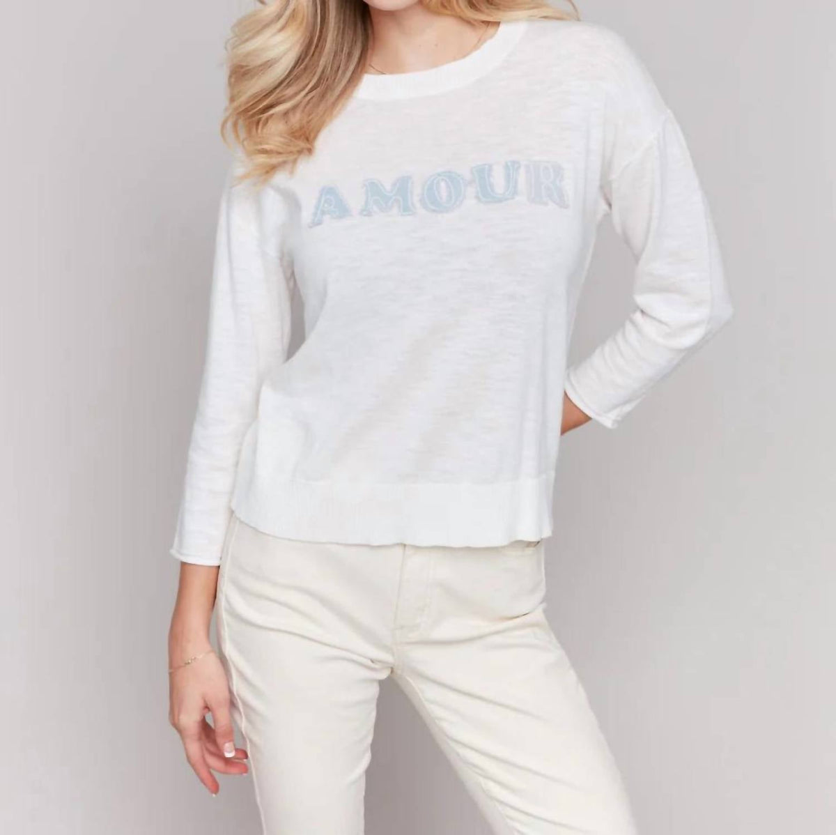 Charlie B - Denim Patch Cotton Sweater