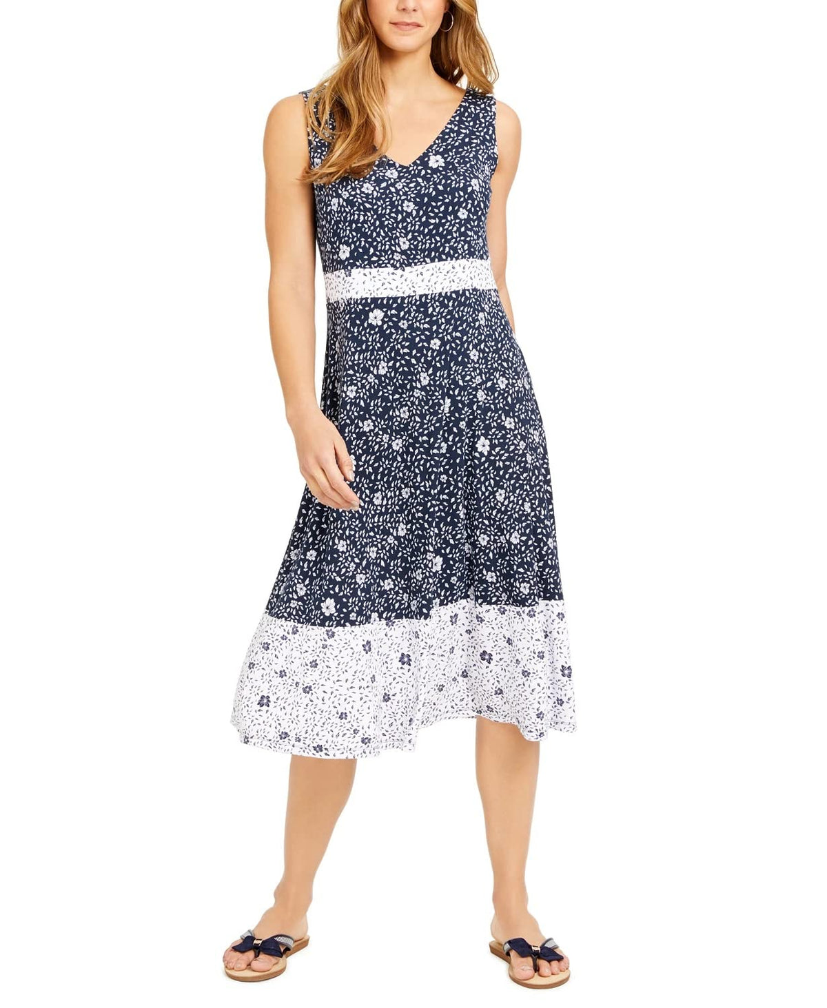 charter-club-womens-floral-sleeveless-dress-blue-size-medium-1