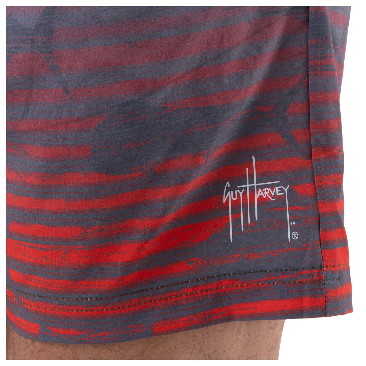 Guy Harvey Men's 7 Ocean Stripe Swim Trunks Blue Size Medium