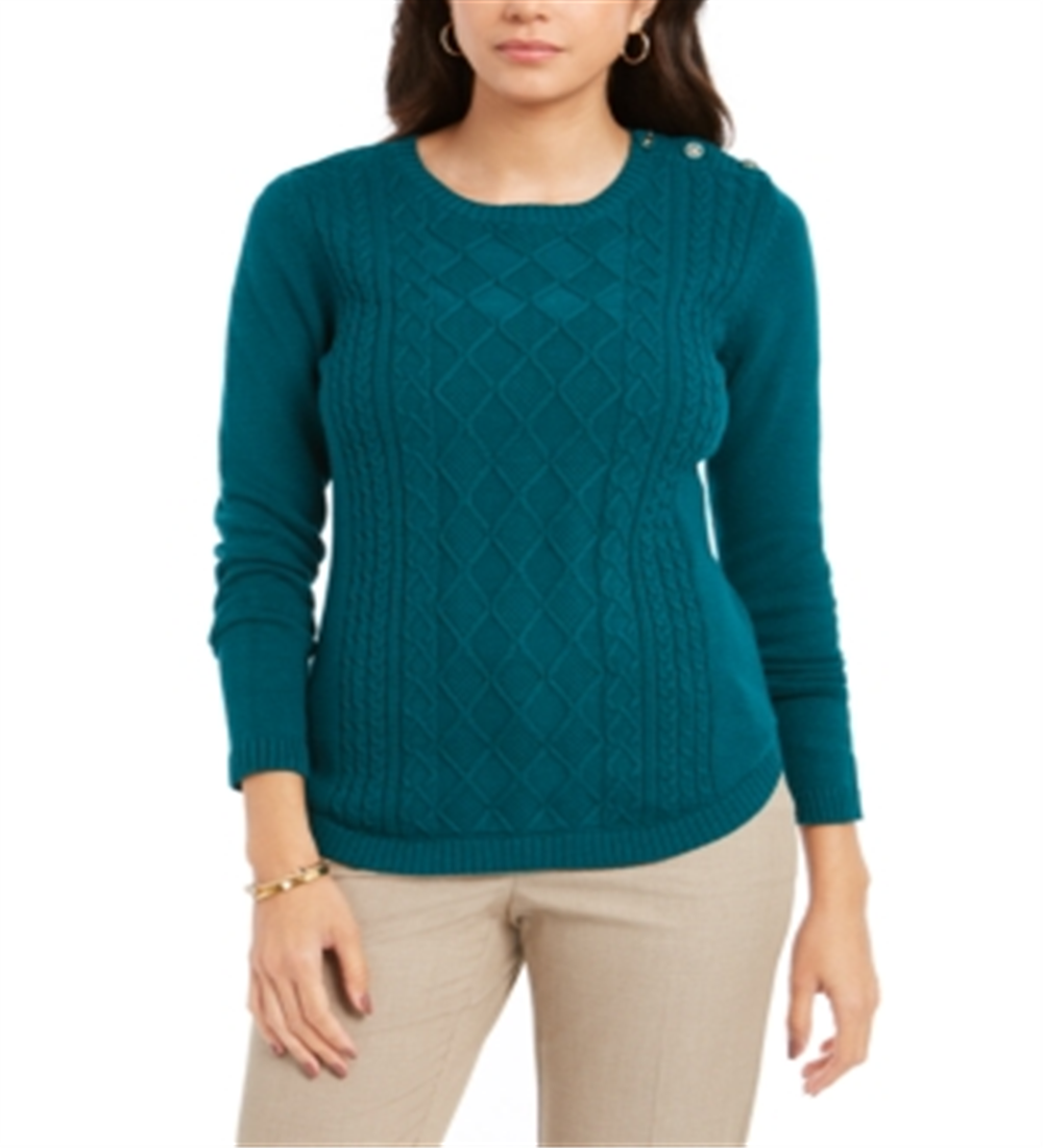 Charter Club Women's Cable Sweater Green Size Medium
