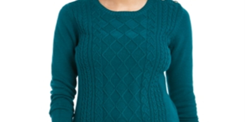 Charter Club Women's Cable Sweater Green Size Medium