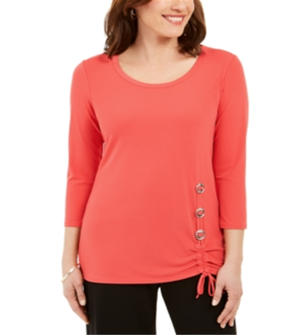 JM Collection Women's Hardware Trim Tunic Orange Size XX-Large