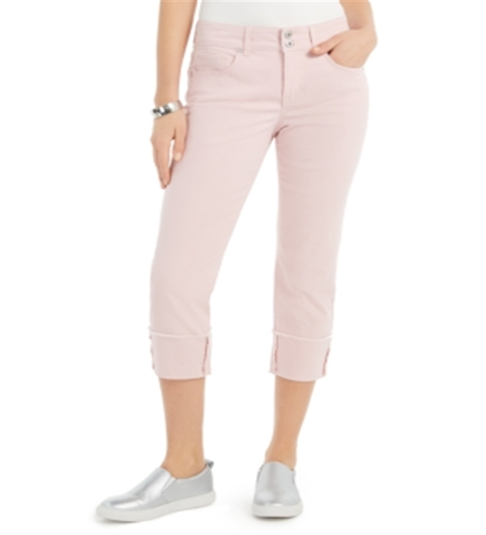 Style & Co Women's High Cuffed Capri Jeans Pink Size 4