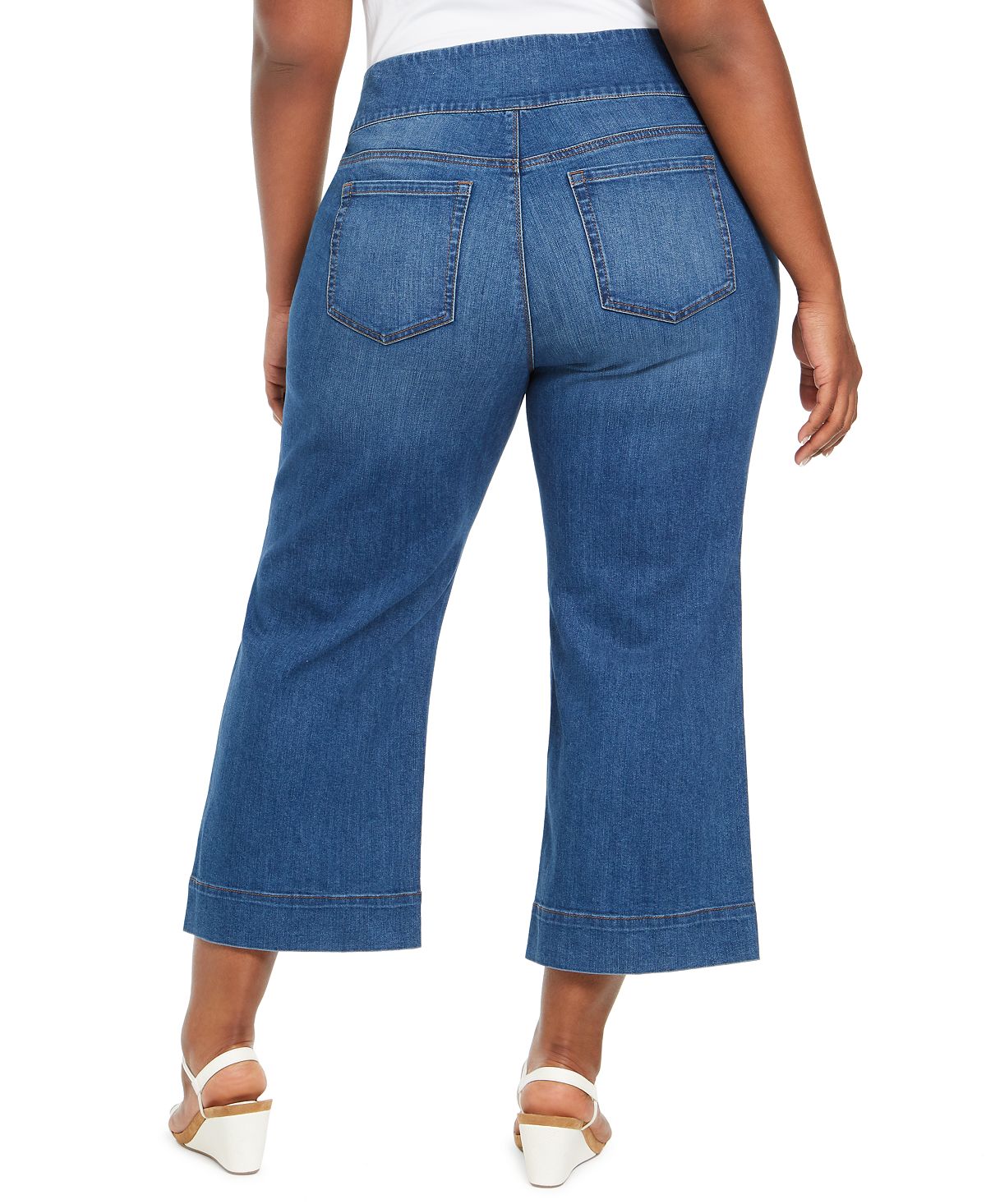 Style & Co Women's Pull on Wide Leg Jeans Blue Size Petite Small