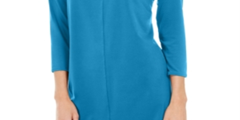 Alfani Women's 3/4 Sleeve Tunic Blue Size X-Large