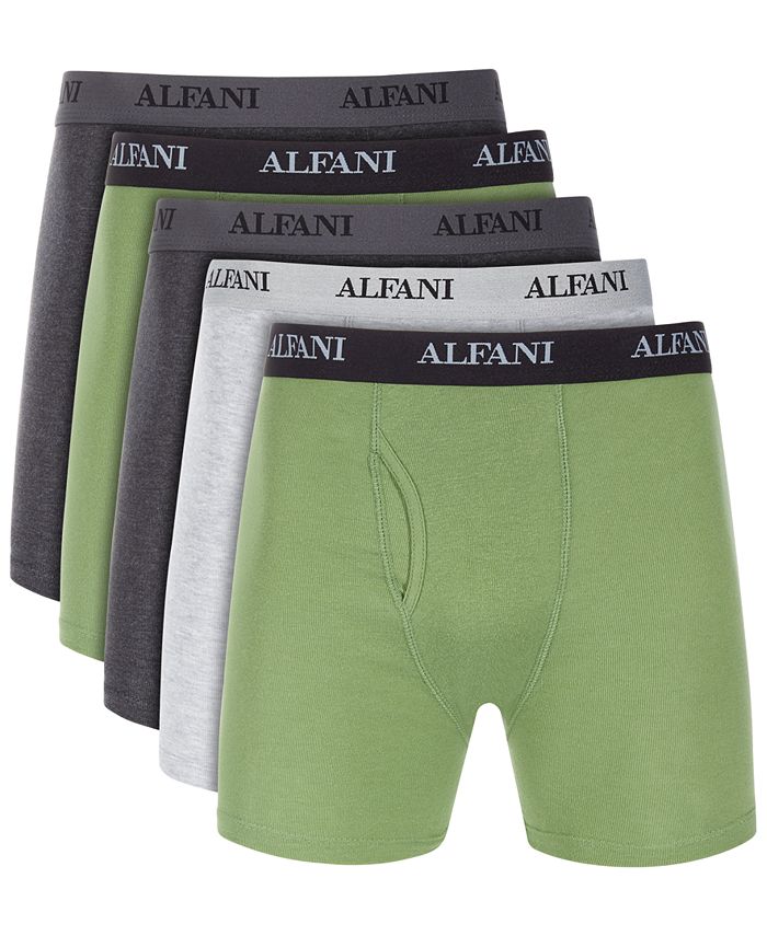 Alfani Men's 5 Pk Solid Boxer Briefs Green Size Large