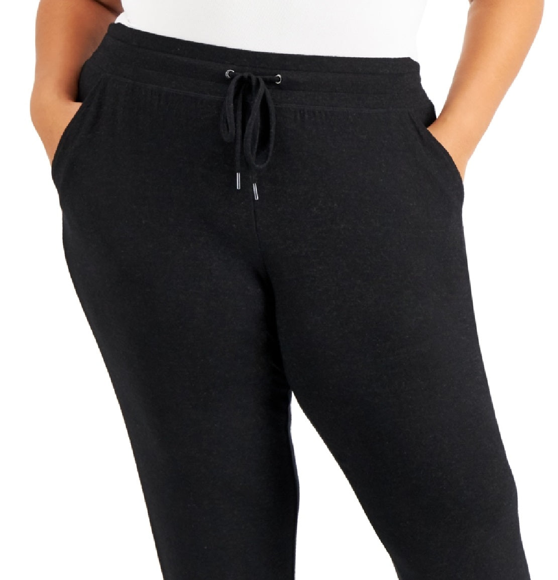 ID Ideology Women's Drawstring Knit Joggers Black Size 3X