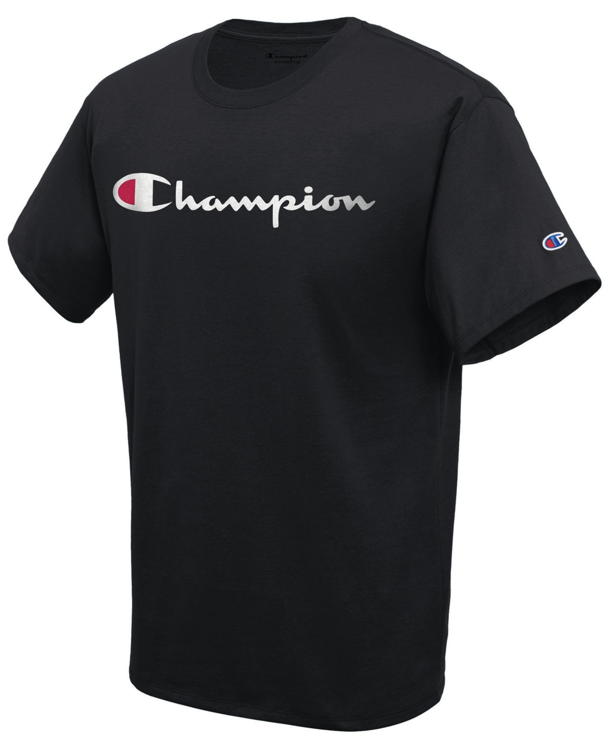 Champion Men's Script Logo T-Shirt Black Size X-Large