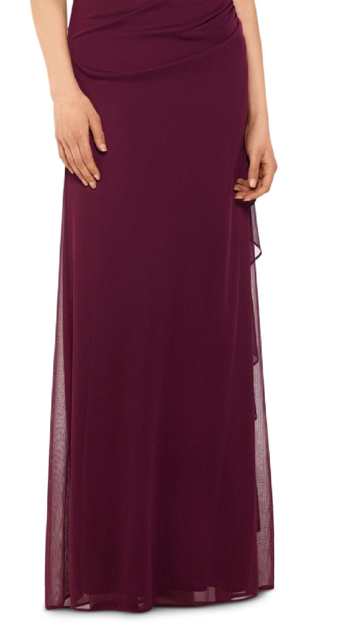 Betsy & Adam Women's Ruched Halter Gown Red Size 8