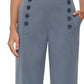 DKNY Women's High Waist Wide Leg Button Front Sailor Pants Blue Size 18