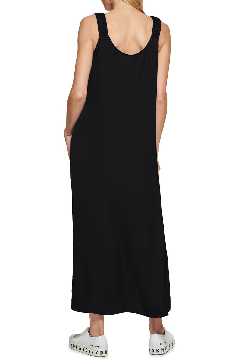 DKNY Women's Ruched Strap Maxi Dress Black Size X-Large