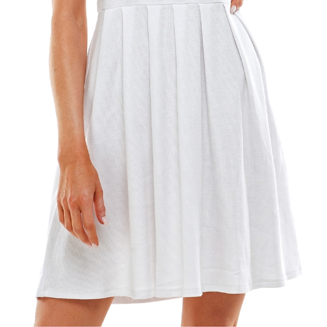 Planet Gold Junior's Rib Knit Fit & Flare Polo Dress White Size Small