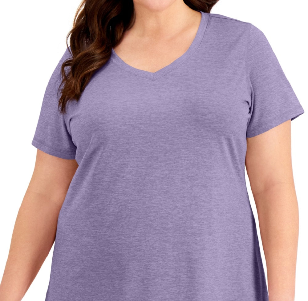 ID Ideology Women's Rapidry V Neck Performance T-Shirt Purple Size 2X