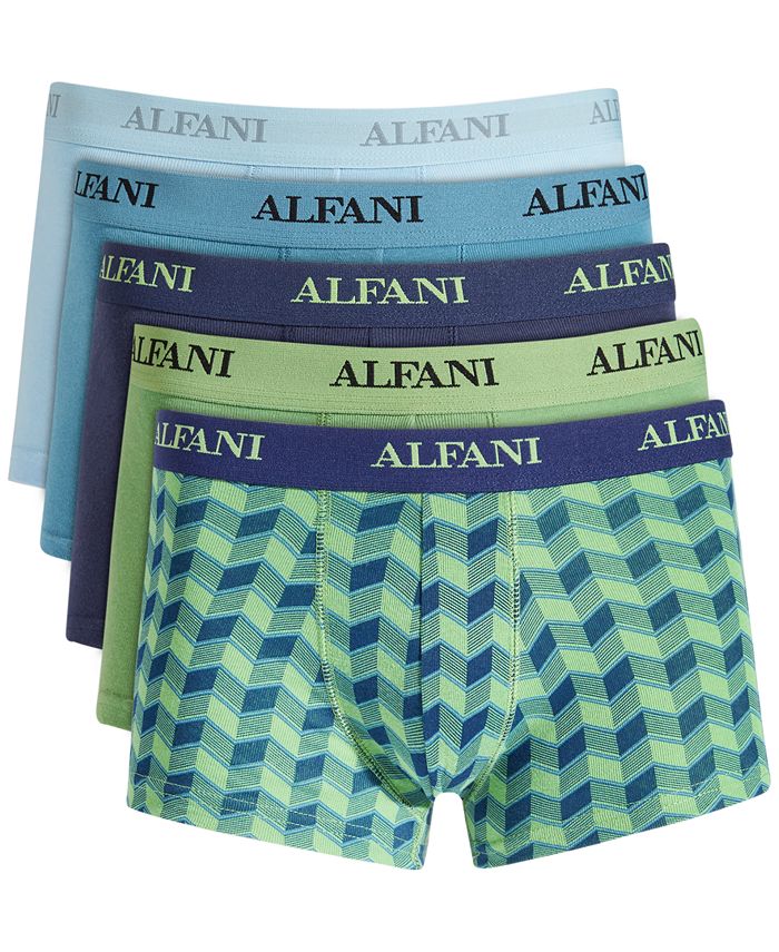 Alfani Men's 5 Pk Chevron & Solid Trunks Green Size X-Large