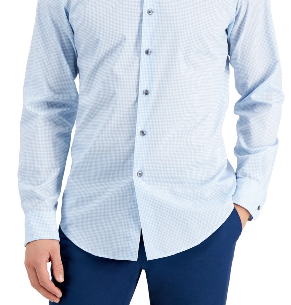 Alfani Men's Slim Fit Houndstooth Dress Shirt Blue