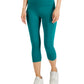 ID Ideology Women's Compression High Rise Side Pocket Cropped Leggings Green Size Large