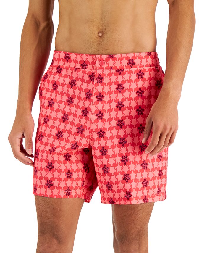 Club Room Men's Beach To Boardwalk Turtle Print Swim Shorts Pink Size X-Large