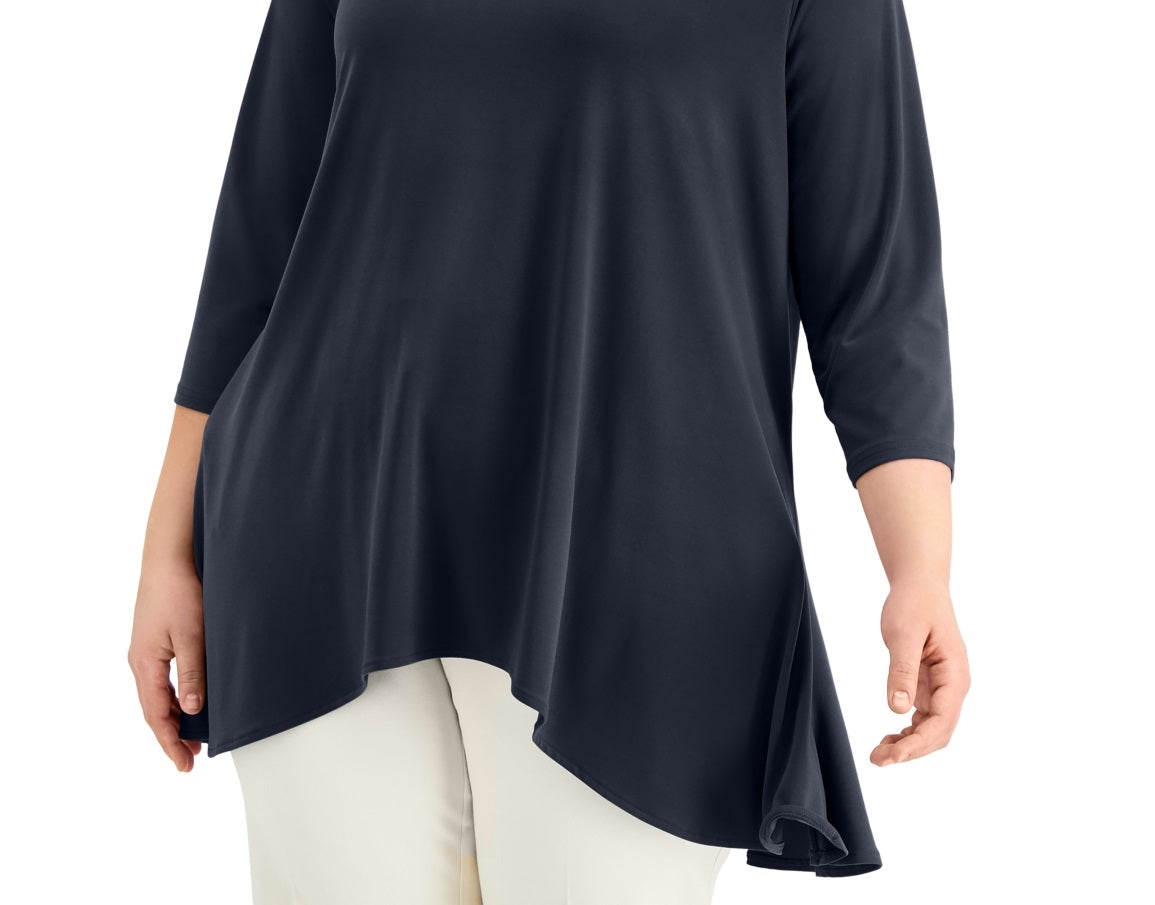 Alfani Women's Solid Swing Top Blue Size 2X
