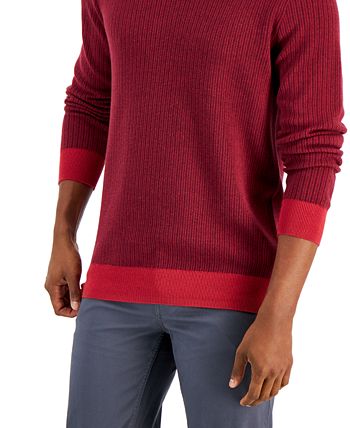 Club Room Men's Two Tone Crewneck Sweater Red Size X-Large