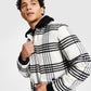 INC International Concepts Men's Loki Fleece Collar Zip Front Plaid Jacket White Size Small