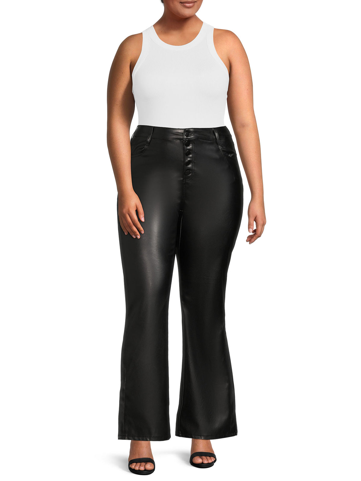 Dollhouse Women's Faux Leather Flared Pants Black Size 14