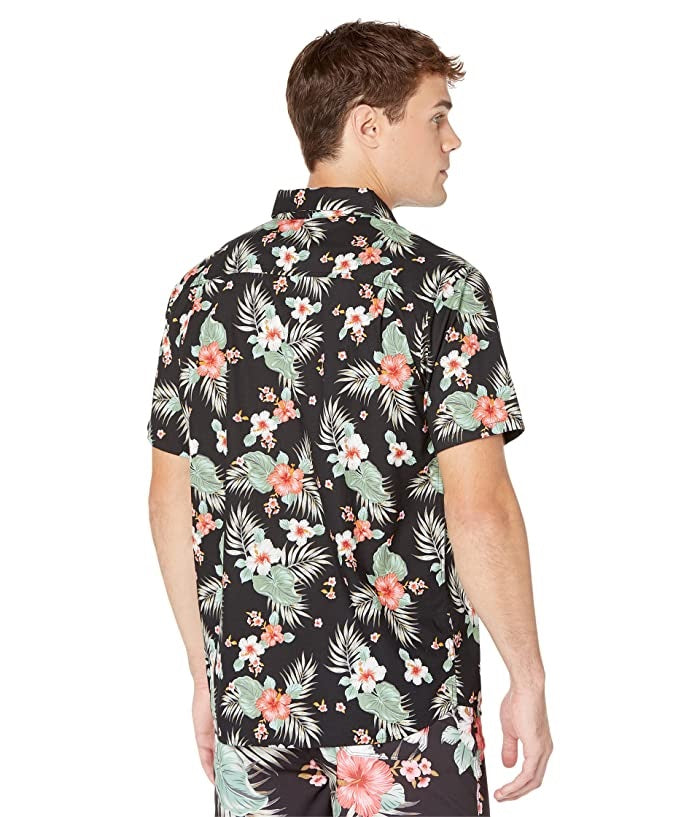 Hurley Men's Organic Wedge Short Sleeve Button Up Shirt Black Size Small