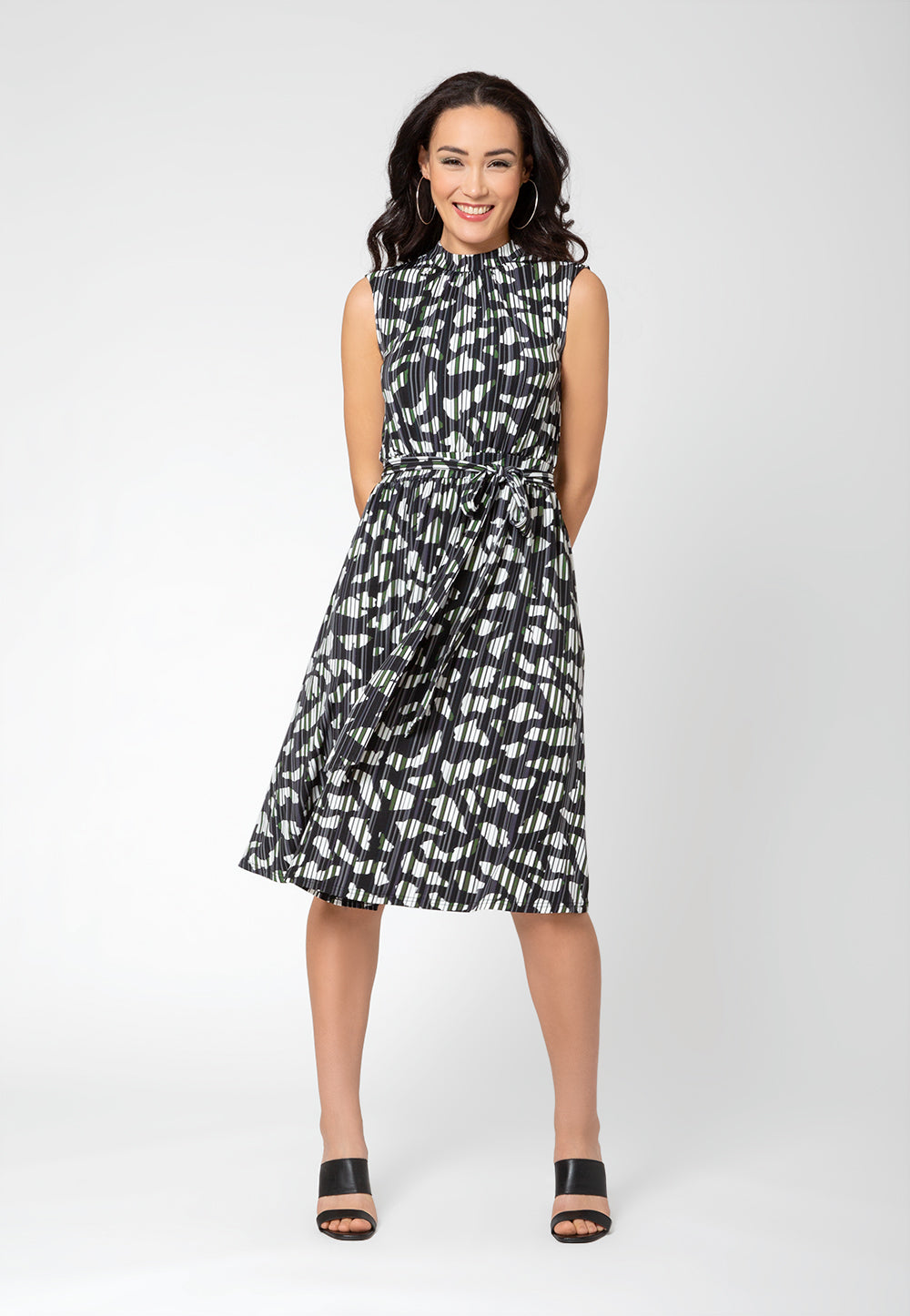 Leota Women's Sleeveless Mindy Midi Dress Gray