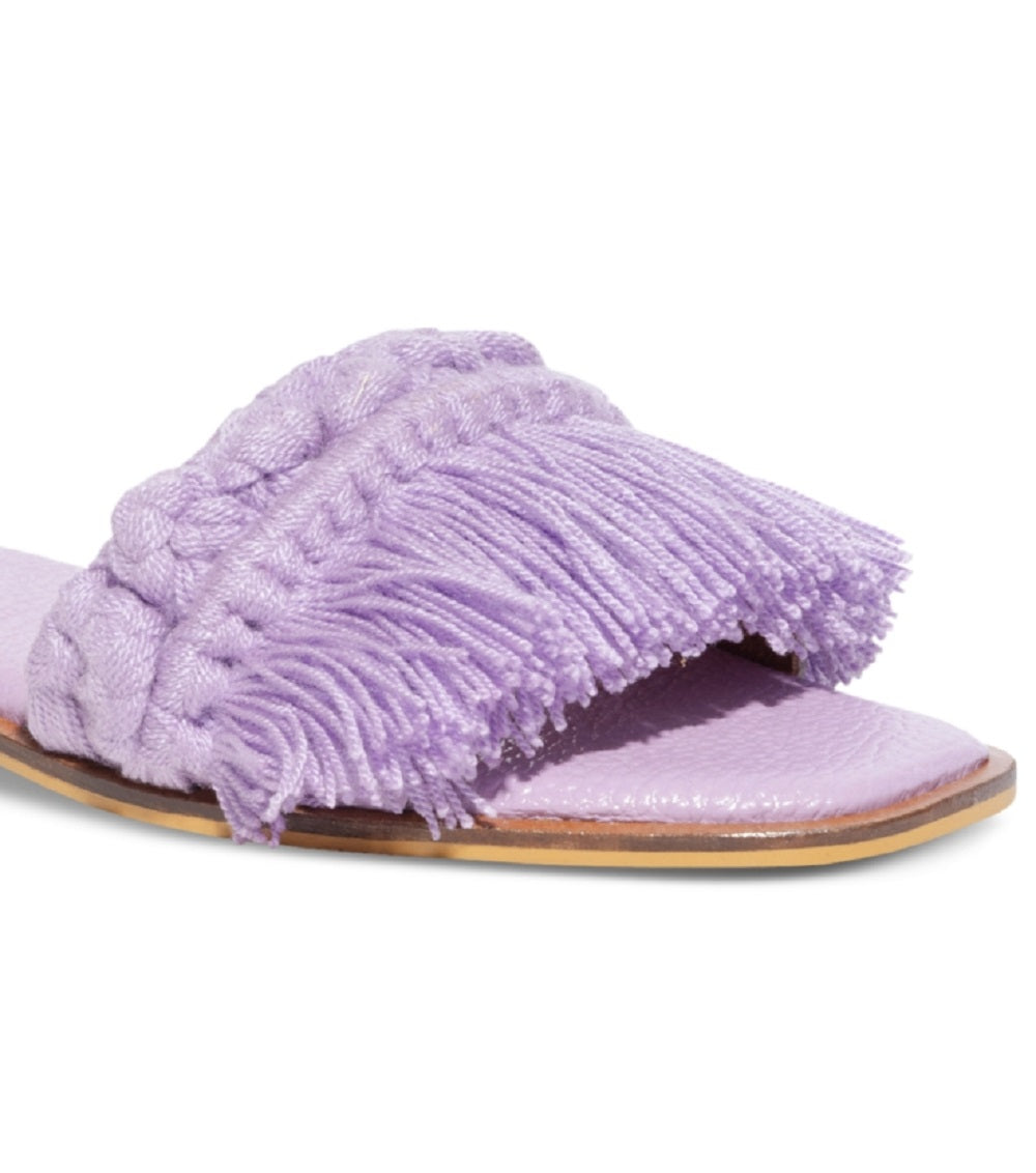 Silvia Cobos Women's Candy Fringe Flat Sandals Purple Size 7.5