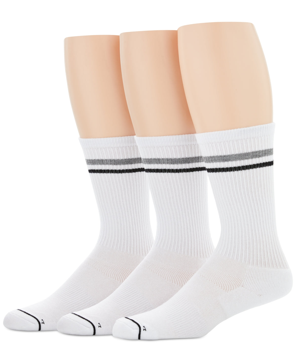 Perry Ellis Men's Retro Stripe Crew Pack Of 3 Socks White Size Regular